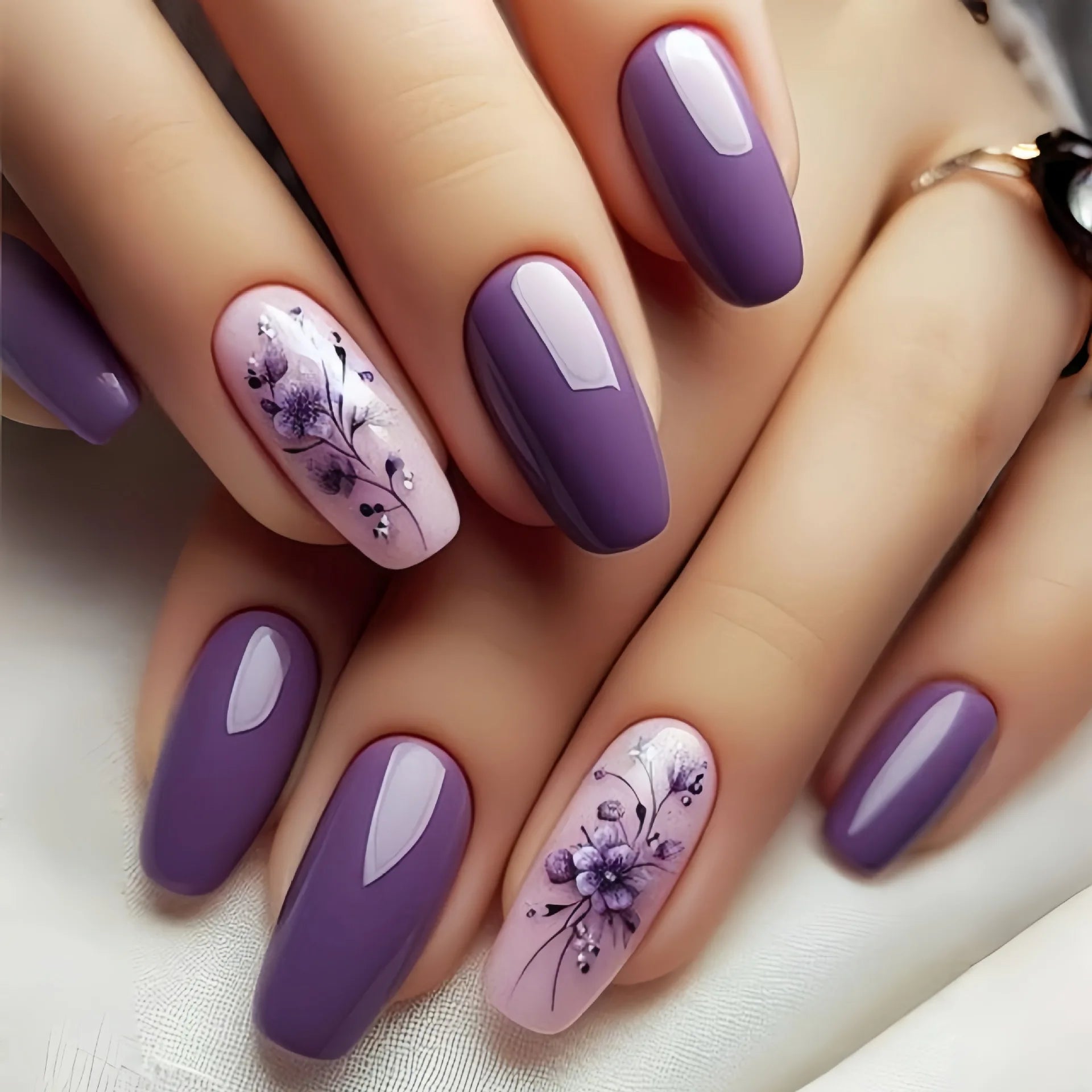 24pcs/set medium long fake nails for Spring summer season beautiful peach flowers butterfly design press on false nail art tips 1820