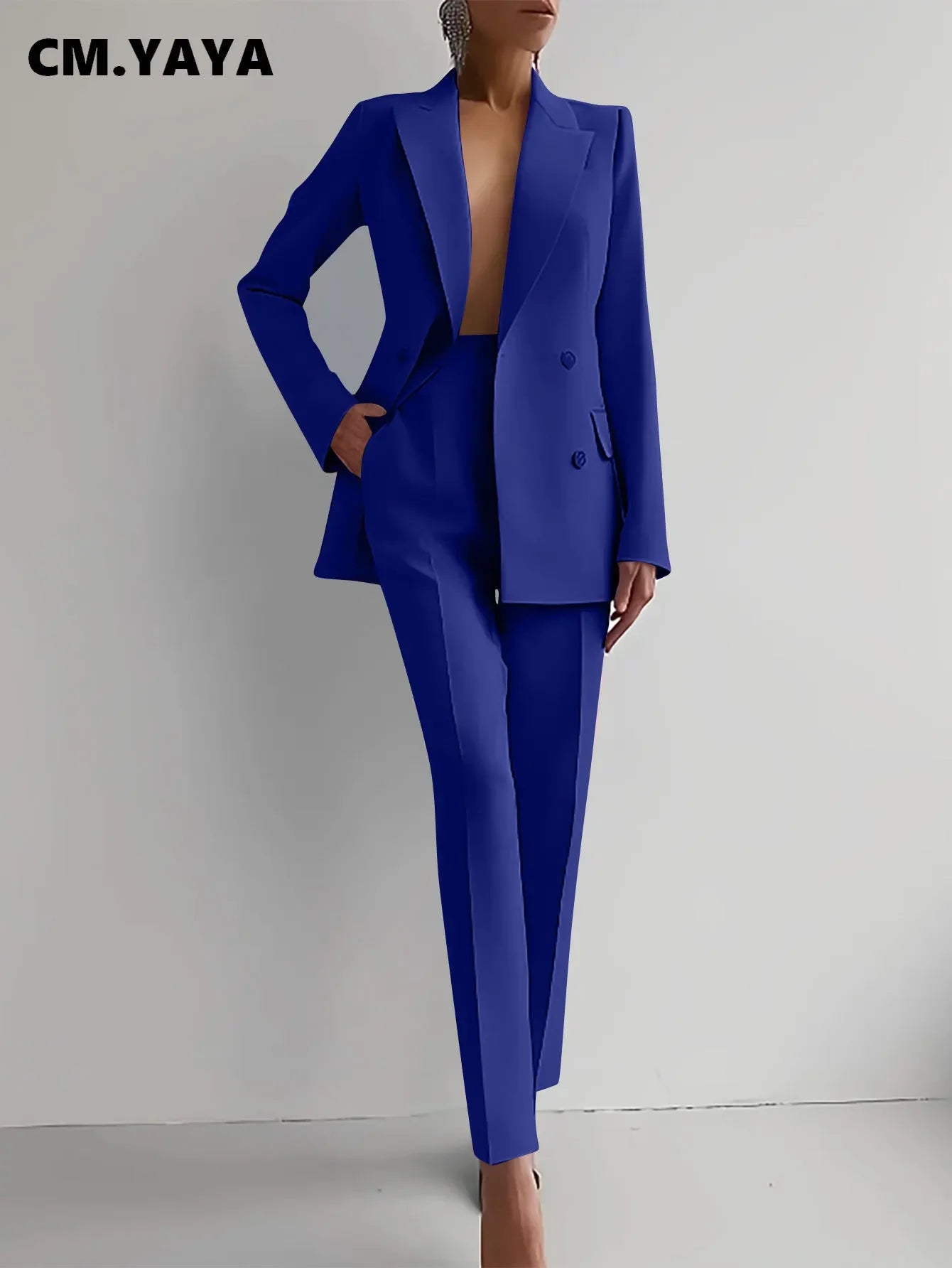 Elegant Blazer Suit and Wide Leg Pants Two 2 Piece Sets Outfits Women 2024 Classic OL Work Street Outfit Tracksuit