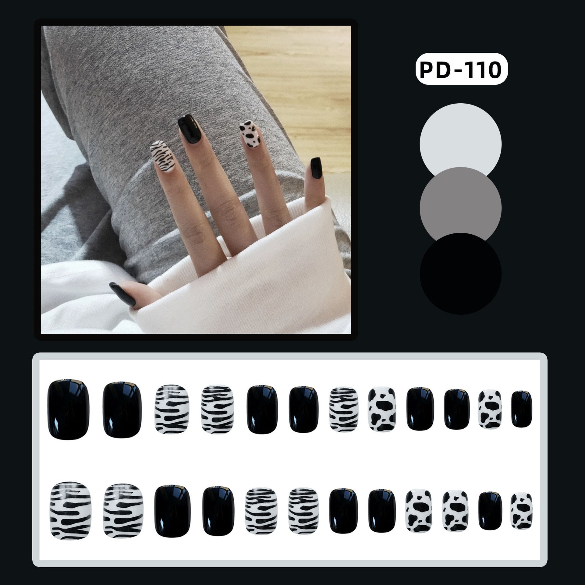 24pcs Lemon Short Wear Tips Nail False Patch Press on Nails Supplies for Professionals Artifical Fake Nails Faux Ongles Uñas PD-110-Fake Nails Ar