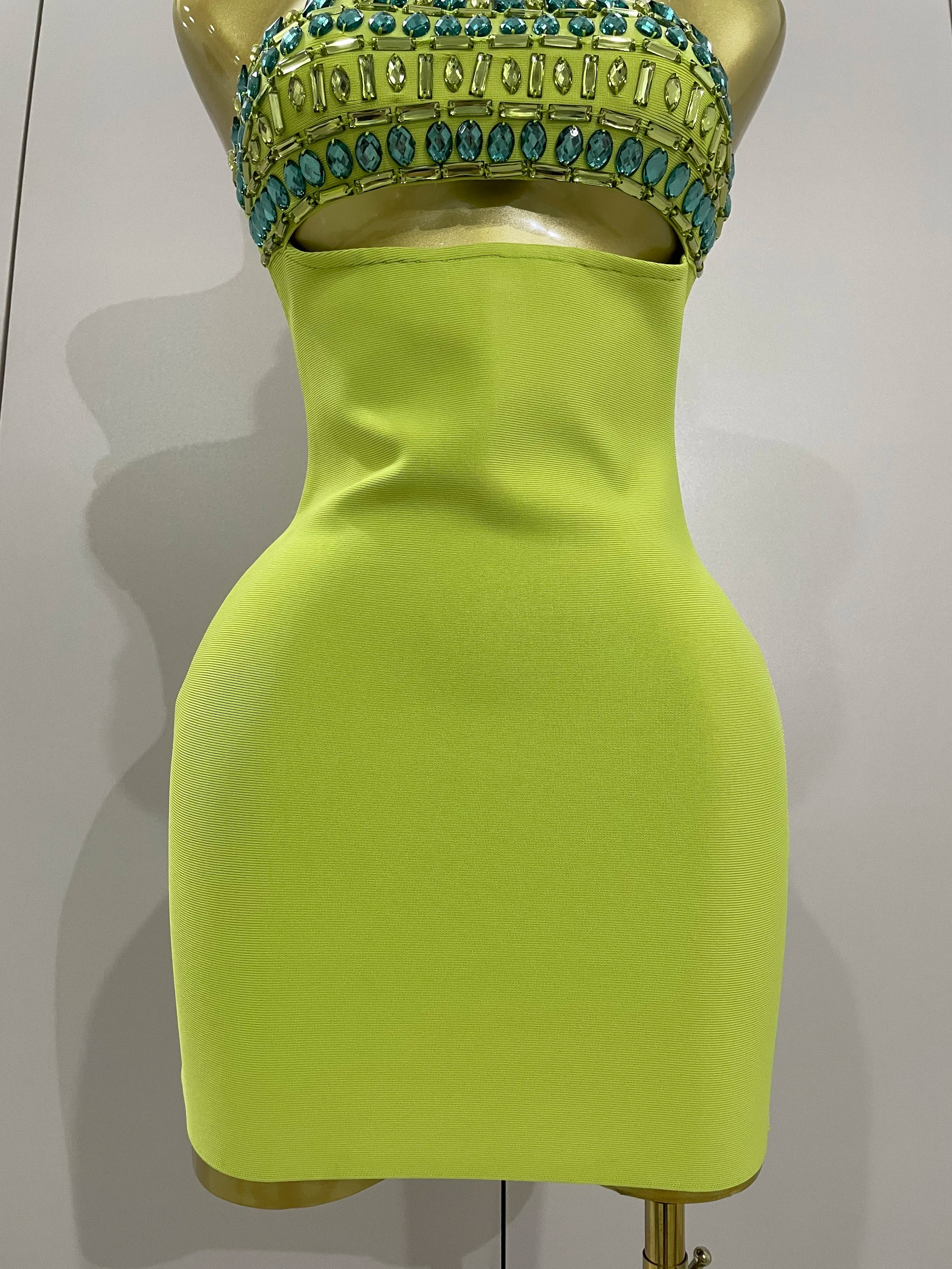 2025 Luxury Sexy Strapless Sparkly Diamond Cut Out Bodycon Bandage Dress Women Celebrity Elegant Evening Party Birthday Outfit