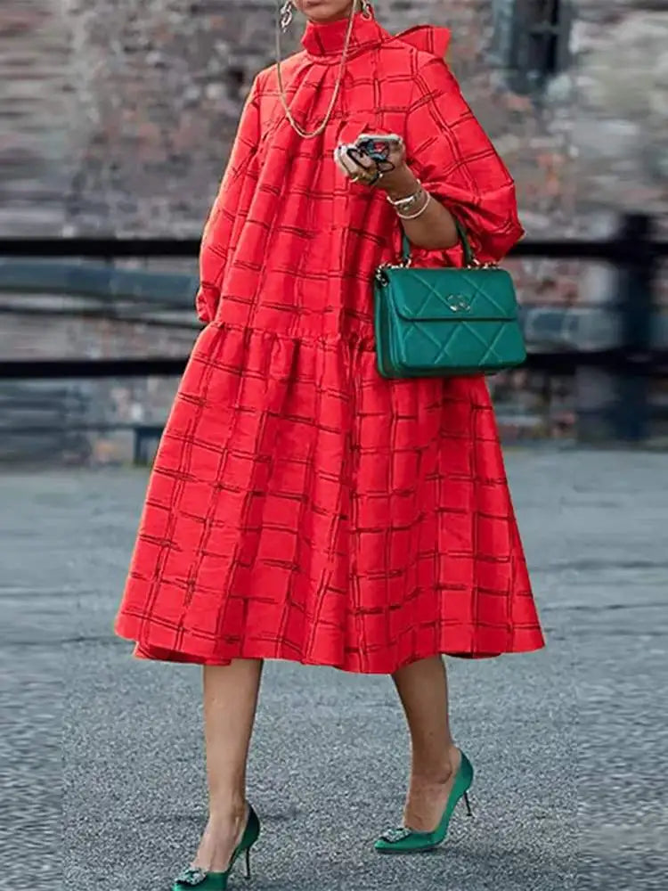 Women Bohemian Maxi Dress 2023 VONDA Fashion Sexy Printed Party Sundress Beach Holiday Dress Oversized Vestidos Femme B-Rose