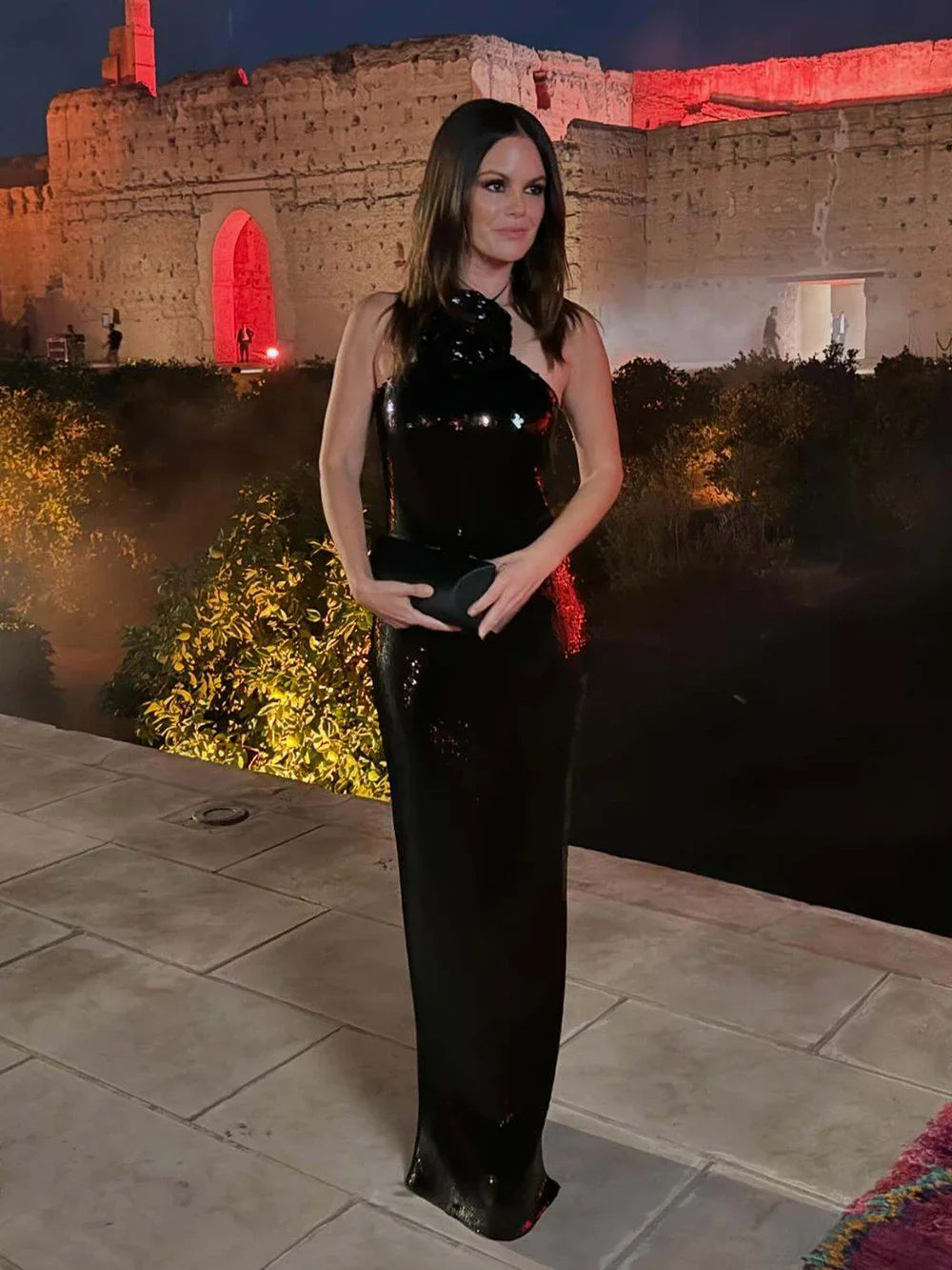 2025 Sexy Women Sequined Long Dress Spaghetti Strap Sleeveless Three-Dimensional Flower Decoration Backless Dress Party Vestidos