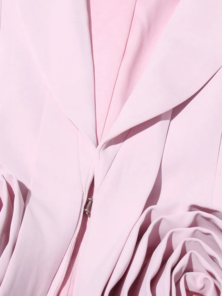 Elegant Two Piece Set For Women Shawl Collar Long Sleeve Spliced Appliques Top High Waist A Line Skirt Slim Sets