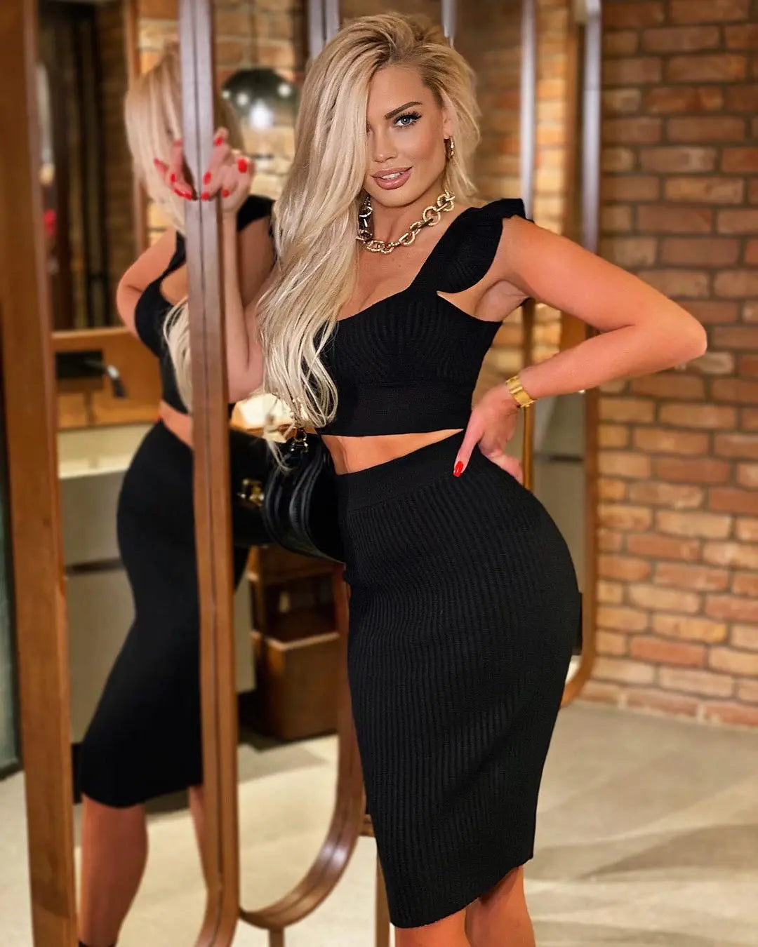 7 Colors Summer Style Women Sexy 2 Pieces Bodycon Mini Dress Nightclub Celebrate Party Fashion Dress Bandage Birthday Dress black