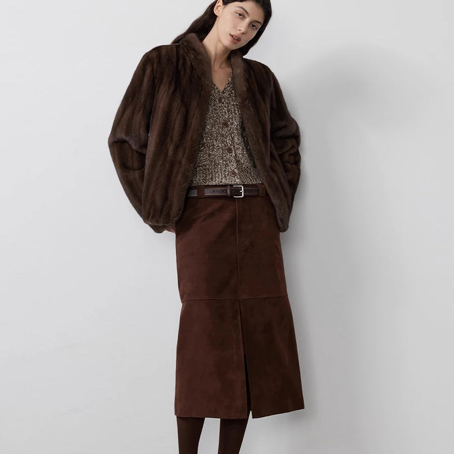 Lautaro Autumn Winter Short Brown Thick Warm Soft Faux Mink Fur Coat Women Stand Collar Elegant Luxury Chic Fluffy Jacket 2025