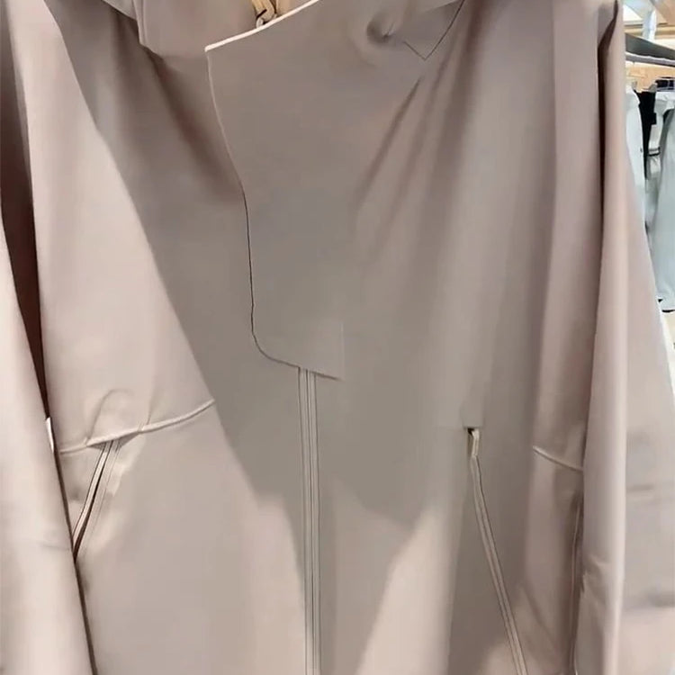 Lautaro-Waterproof Windproof Jacket for Women, Windbreaker with Hood, Zipper, Long Sleeve, Luxury Designer Clothing, Spring 2025