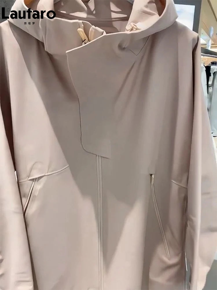 Lautaro-Waterproof Windproof Jacket for Women, Windbreaker with Hood, Zipper, Long Sleeve, Luxury Designer Clothing, Spring 2025