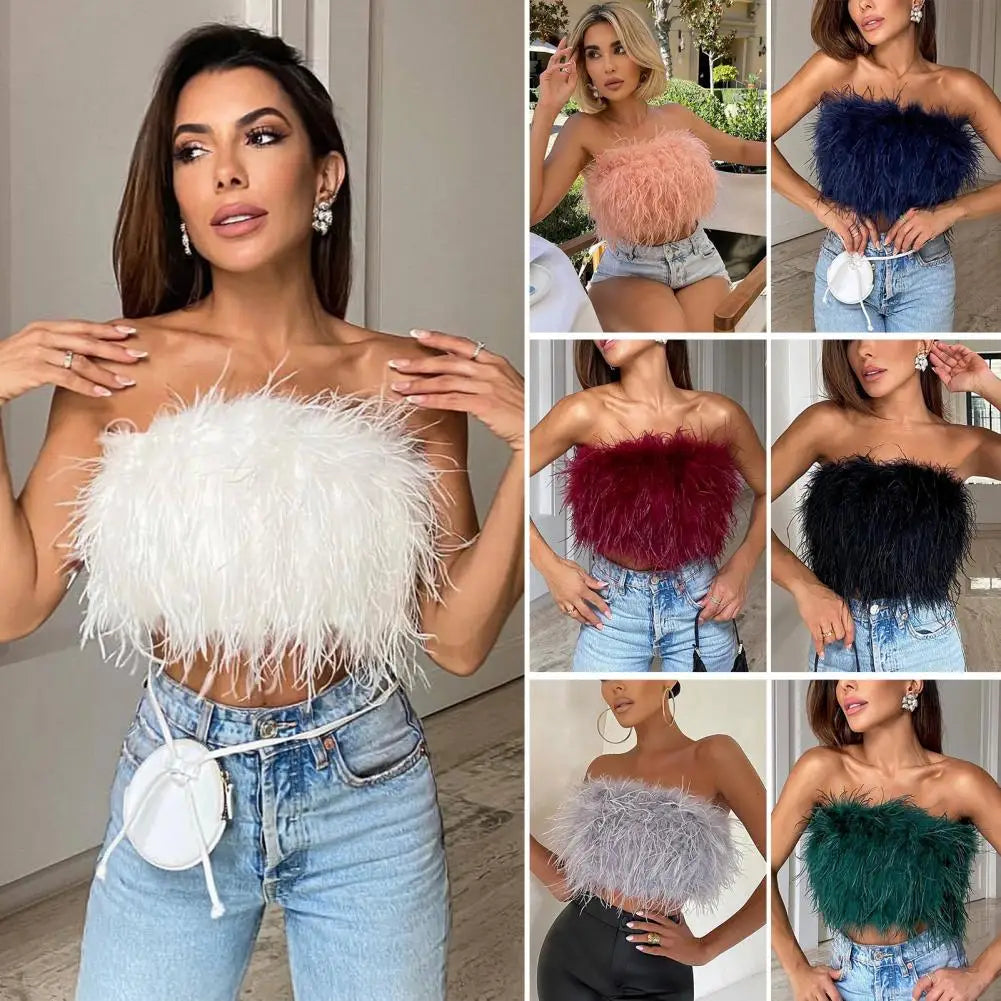 Party Crop Top Super Soft Navel-exposed Cozy Backless Off Shoulder Lady Camisole Skin-touch Club Vest Night Party Clothes