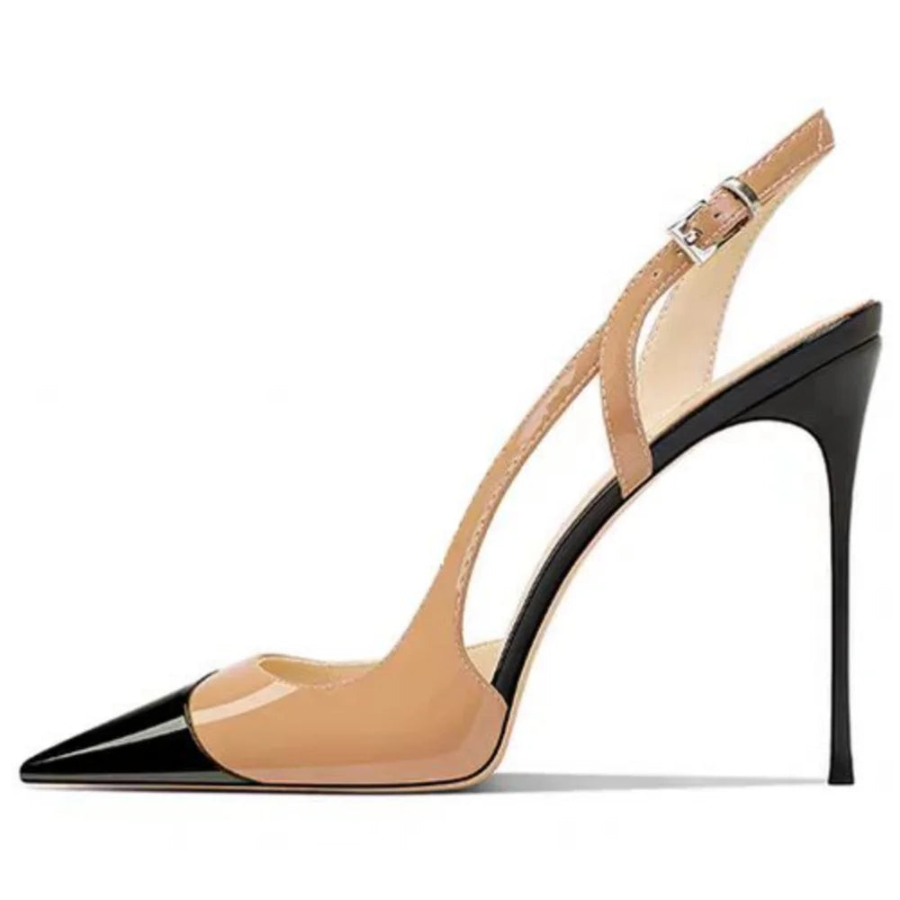 Summer Women High Heeled Shoes for Woman's Pointed Toe Ankle Thin Heels Mixed Colors Pumps Sexy Lady Patent Leather Party Shoes