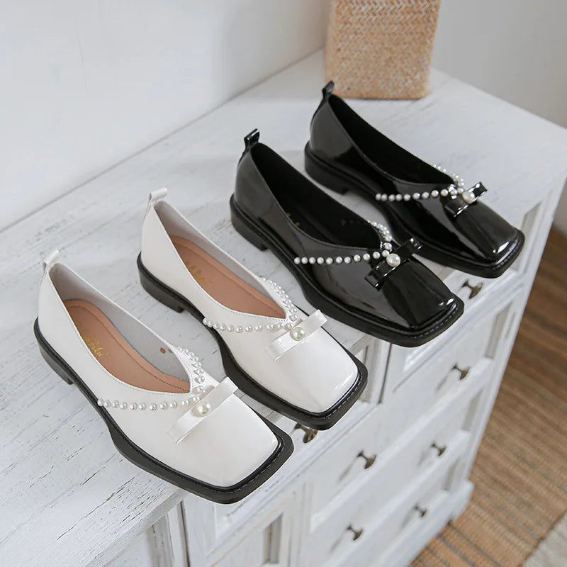 The 2023 new fashion brand designed women with low single shoes Square head spring large size casual shoes 41-43