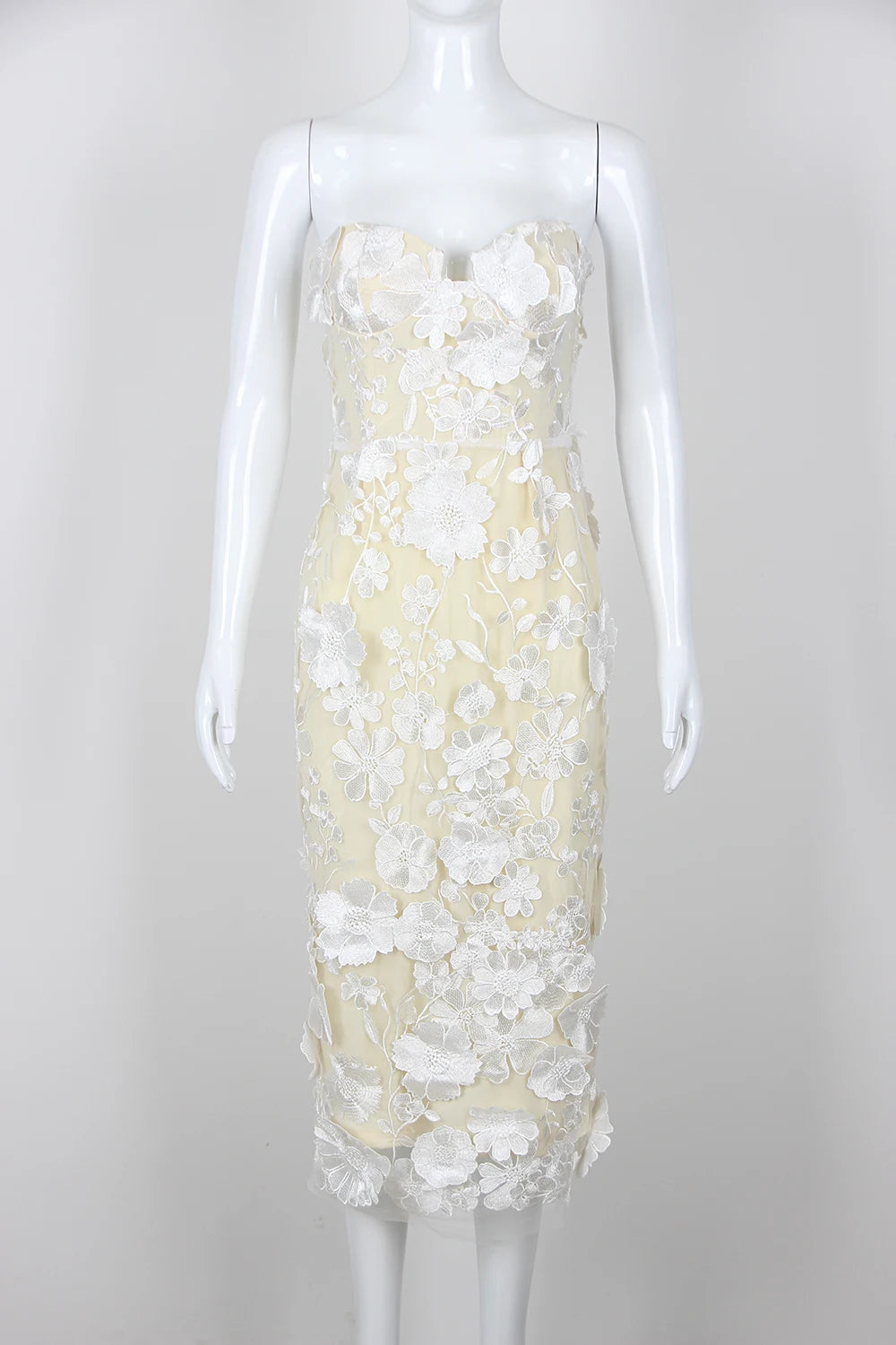 2025 Sexy Women's Wear Heavy Industry Sequin Sheer Dress Strapless Sleeveless Bodycon Midi Dress Cocktail Evening Party Vestidos Beige