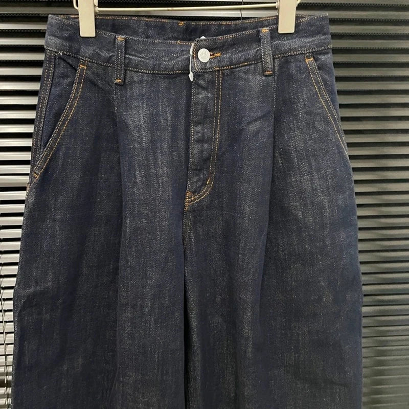 Autumn Winter New Fashion Vintage Denim Pants For Women High Waist Loose Straight Wide-Leg Denim Pants Female 11A07570