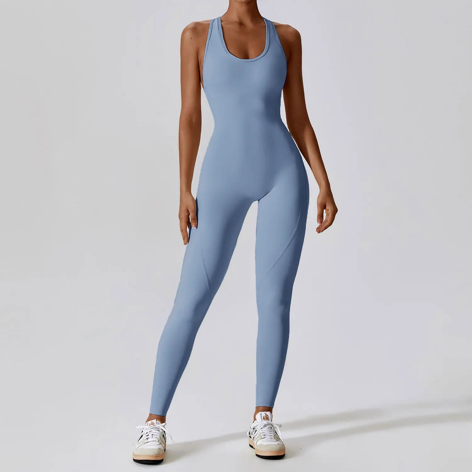 NCLAGEN GYM Romper Backless Set Fitness Bodysuit Siamese Sportswear Women Jumpsuit Buttery-Soft One-piece Playsuit Yoga Suit Haze Blue