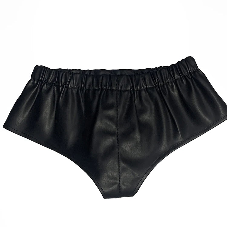 Lautaro Summer Soft Red Faux Leather Shorts for Men Elastic Waist Luxury Designer Emo Clothes Mens Underwear Sexy Thong 2025