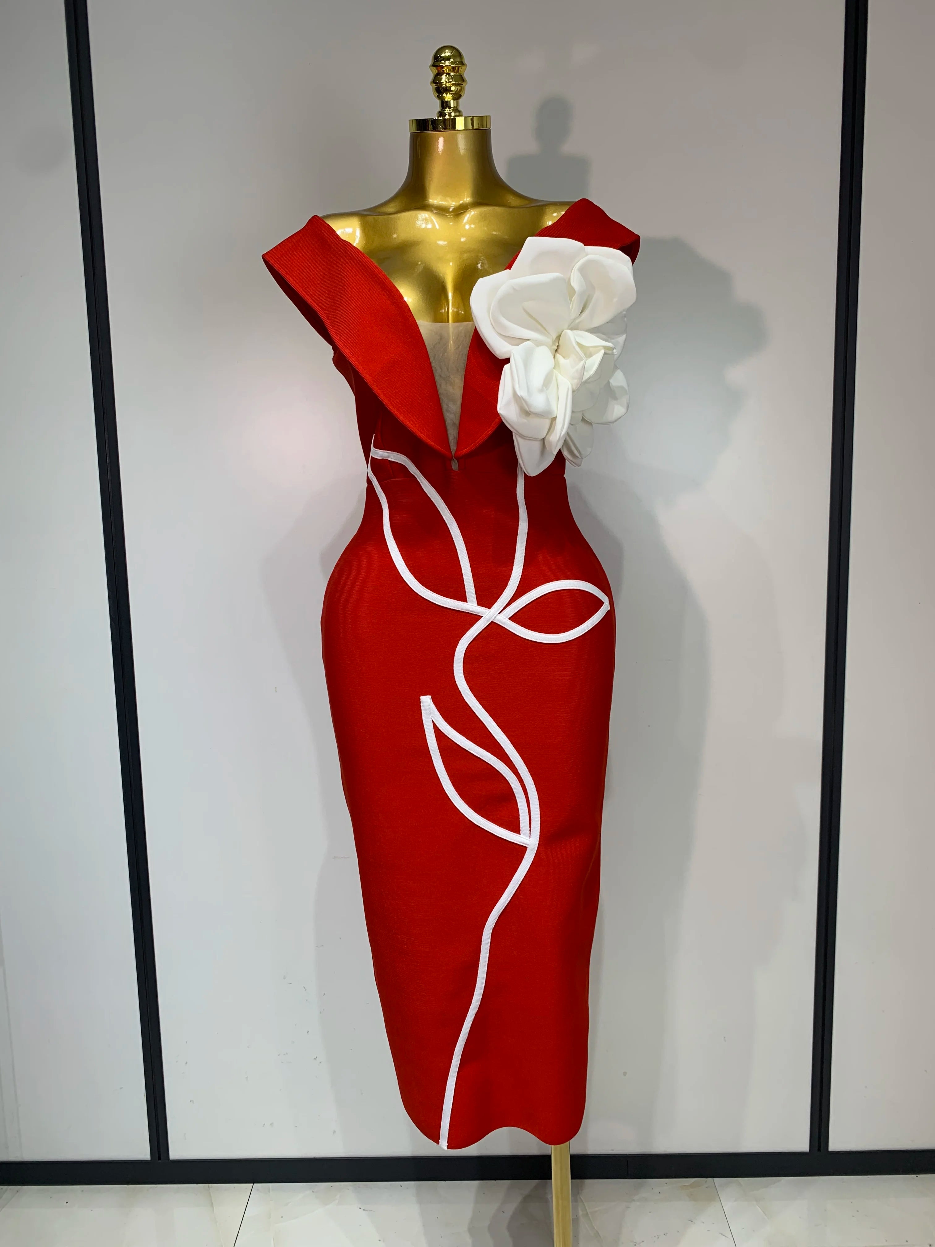 Sexy Off Shoulder Backless Bodycon Bandage Dress Celebrity Elegant Evening Party Bithday Celebrate Outfit Wedding Guest Gown Red