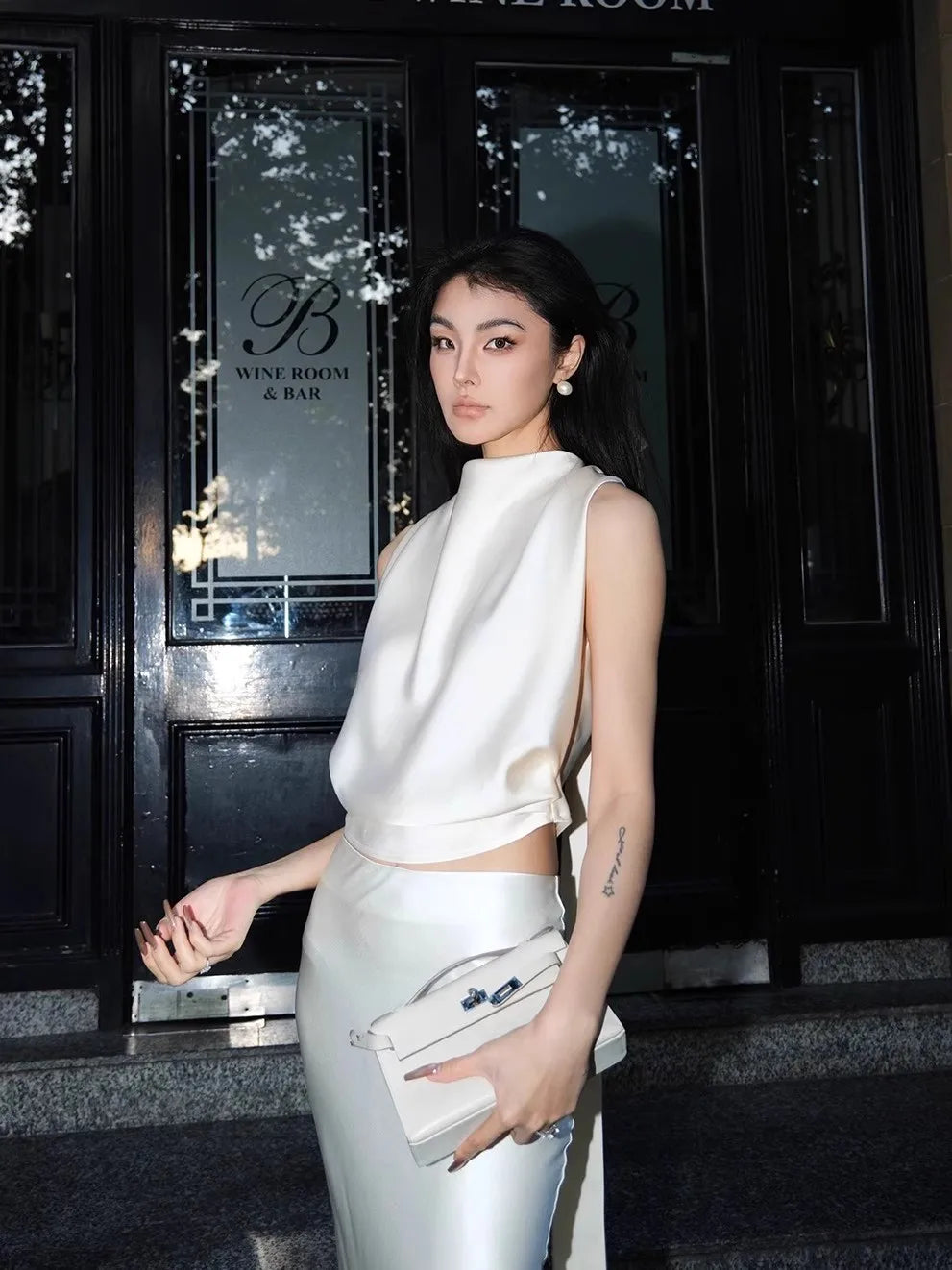 Lautaro Spring Summer Short Lightweight Soft Flowy Backless Acetate Tank Tops Women Elegant Chic Luxury Designer Clothes 2025