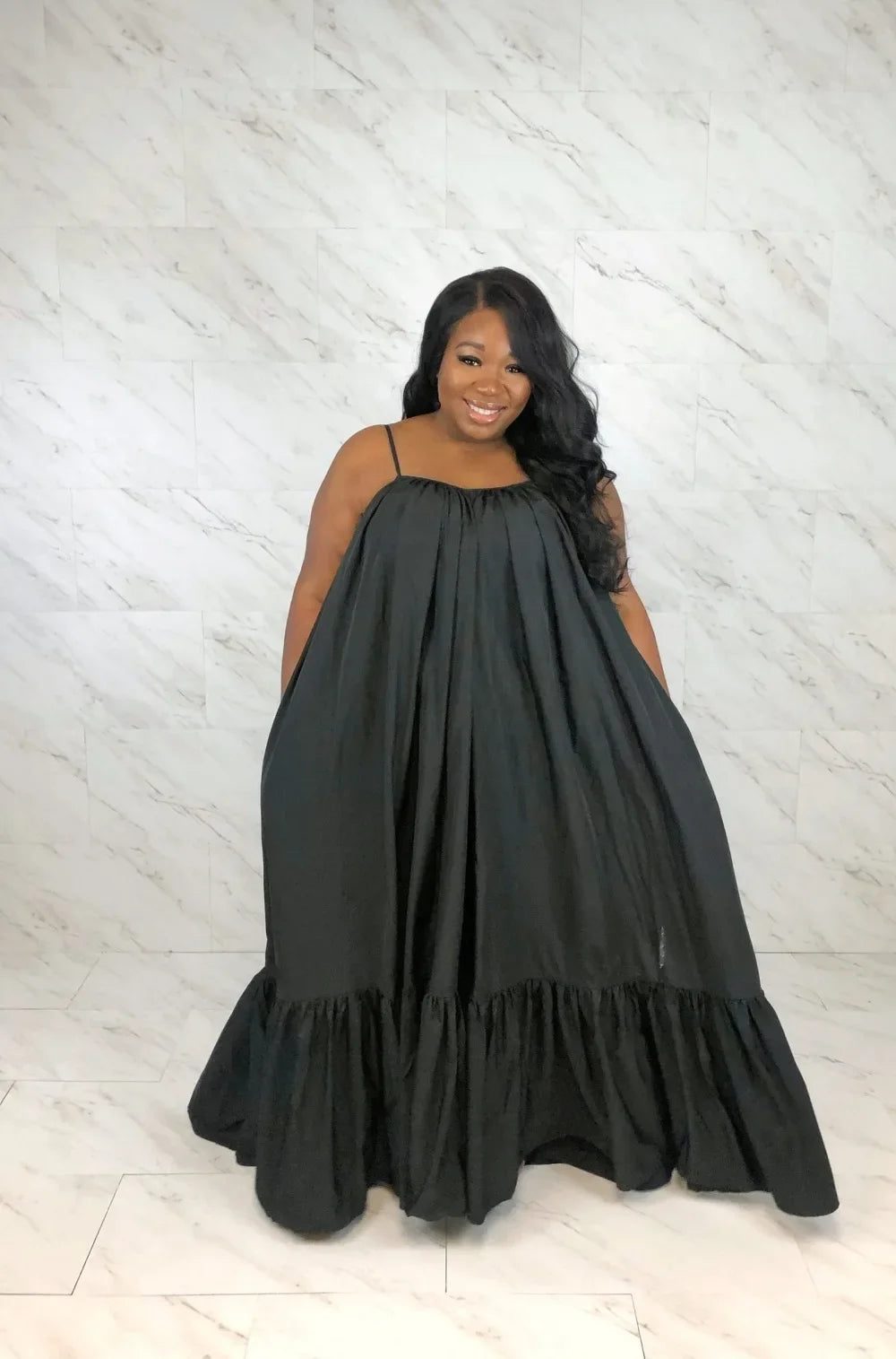 CMYAYA Women Summer Long Maxi Dress Sexy Sleeveless Strap Loose Beach Party Night Club Bandage Female S-5XL Dresses Vestido black