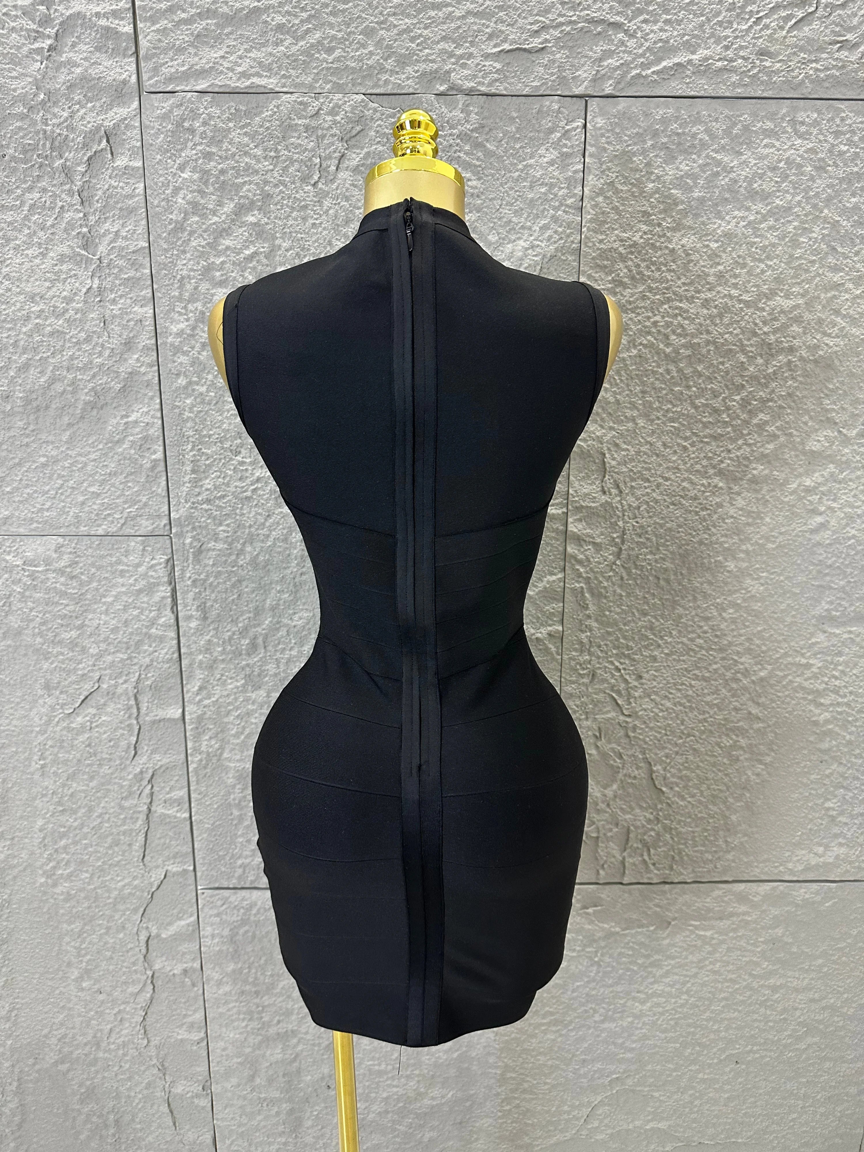 Sexy Sleeveless Keyhole Cutout Bandage Form-Fitting Outfit Evening Gala Party Fashion Celebrate Birthday Party Dress Vestido