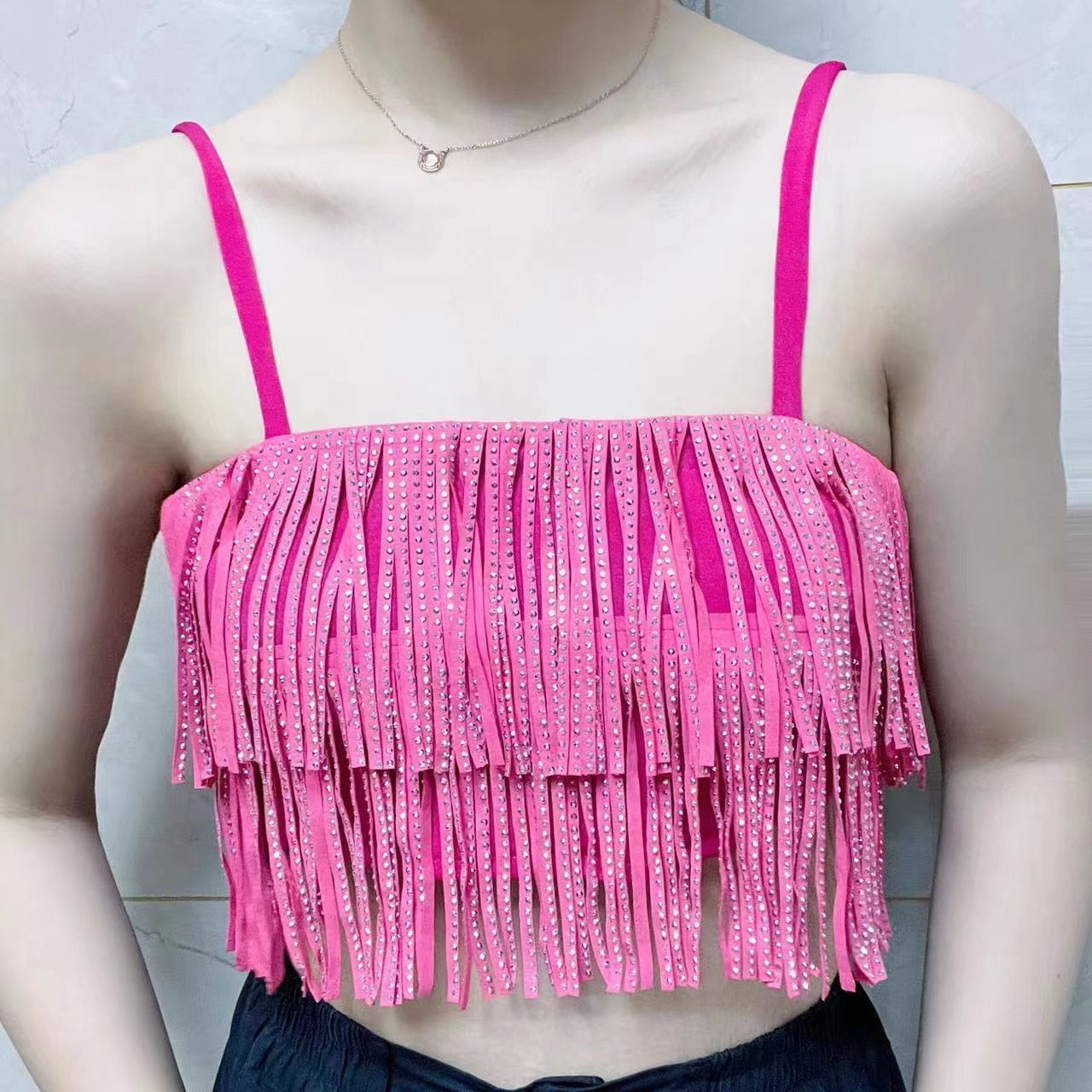 Women Skirt Fashion New Autumn High Waist Belt Multi Layer Short Heavy Drilling Rhinestones Fringed Skirt with Cake A Line pink tops