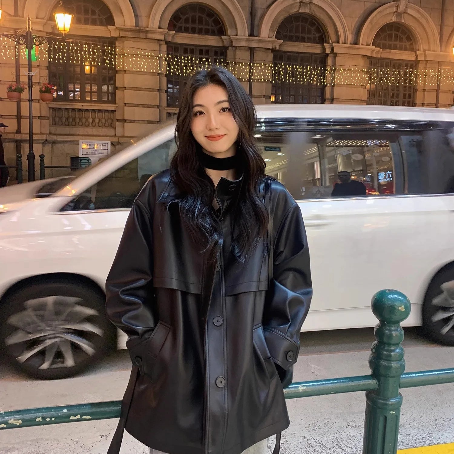 Lautaro Spring Autumn Black Soft Pu Leather Jacket Women Sashes Stand Collar Long Sleeve Elegant Luxury High Quality Clothing