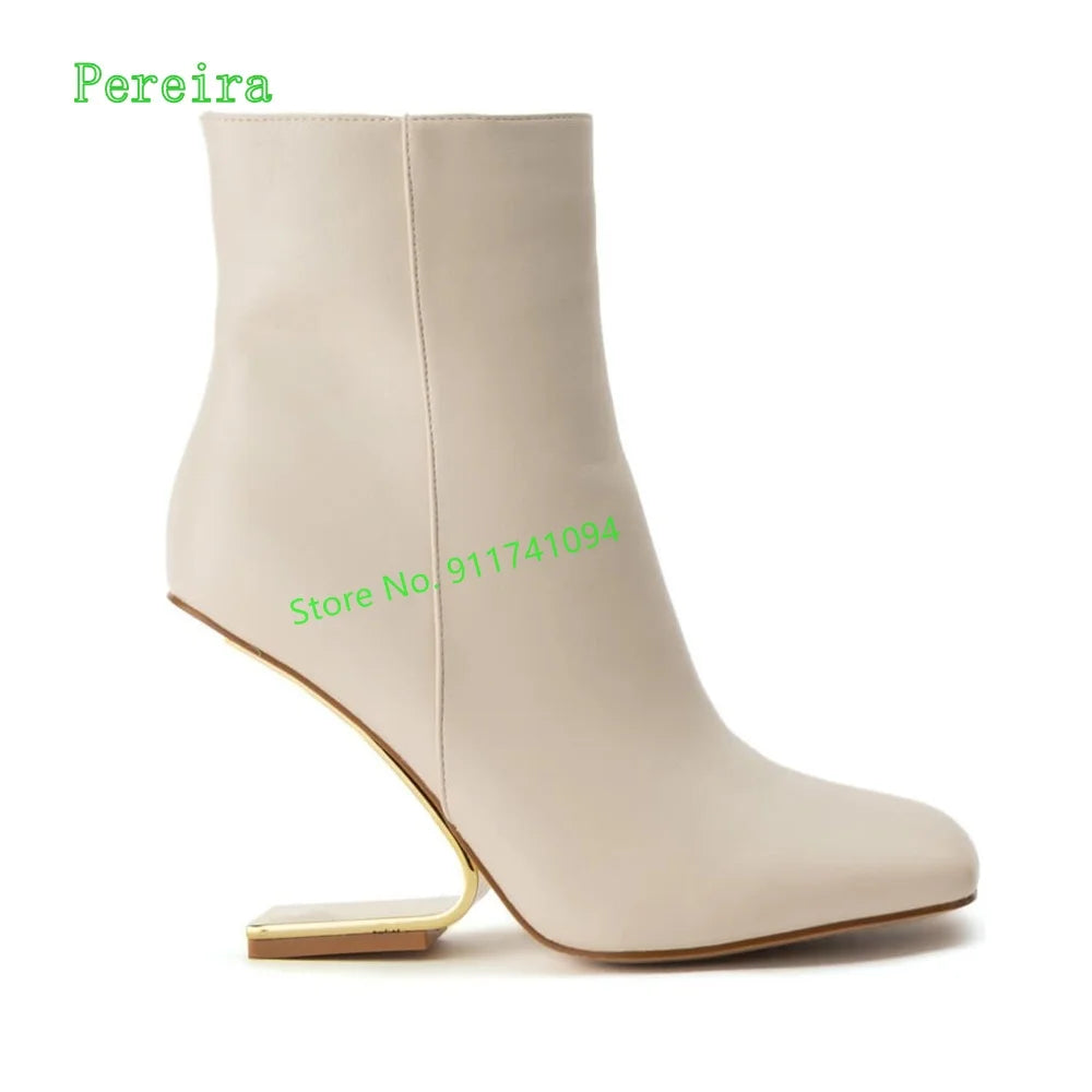 2024 White Ankle Boots Women's New Arrival Matte Leather Pointed Toe Hidden Heel Side Zipper Fashion Ladies Short Boots Autumn