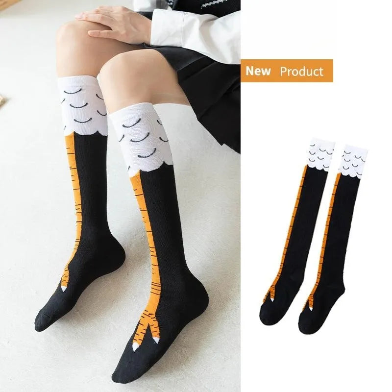 Women Socks With Knee Length Chicken Feet Funny Personalized Realistic Chicken Feet Birthday Gifts Trendy Sports Socks