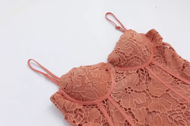 Orange Color Women Sleeveless Sexy Strap Square Collar Bodycon Mini Lace Dress Celebrate Girls' Birthday Party Cocktail Dress