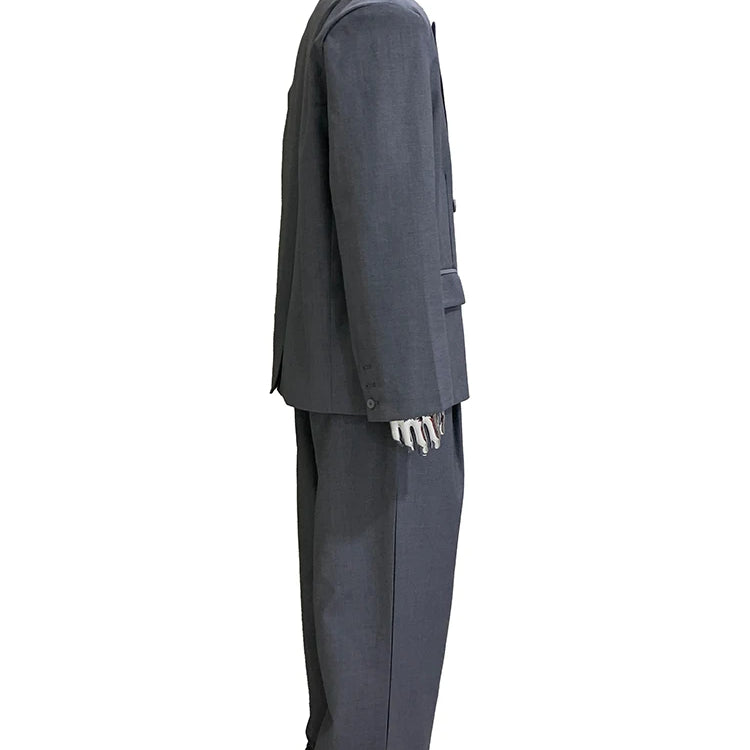 Lautaro Autumn Oversized Gray Blazers for Men Peaked Lapel Shoulder Pads Double Breasted Loose Luxury Designer European Clothes