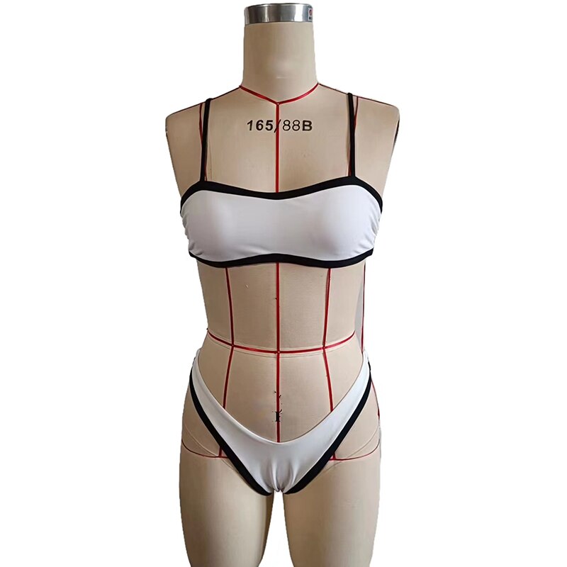 Sexy Bikini Two Piece Set print Lace Up Backless Low Waist Triangle Bathing Suit Beachwear For Female