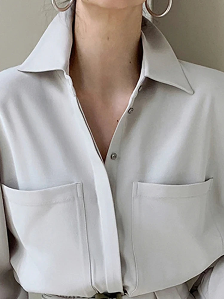 Lautaro Spring Autumn Beige Long Soft Flowy Stretchy Jumpsuit Women with Belt Black One Piece Shirt Jumpsuits for Women 2025