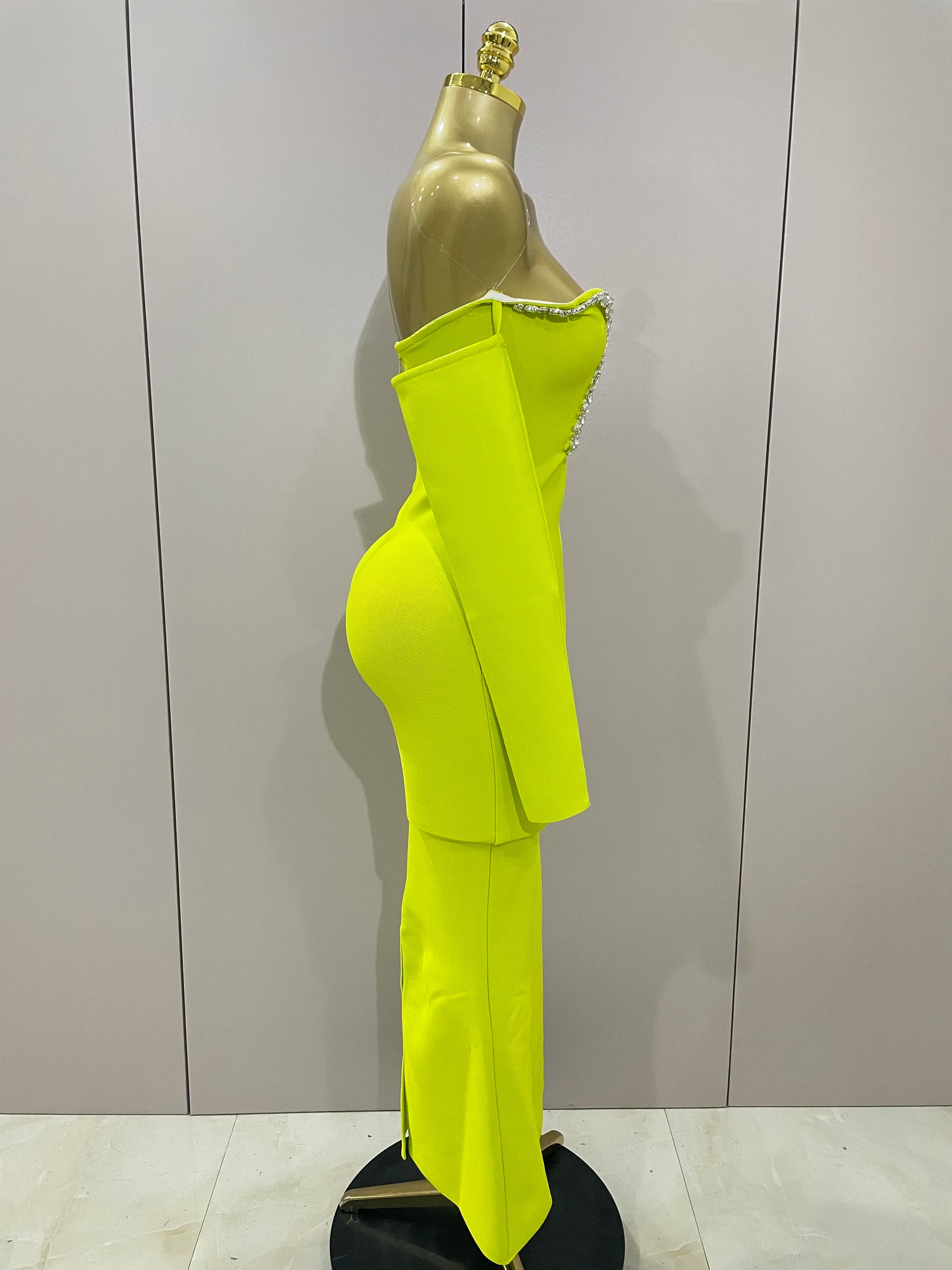 Sexy Off Shoulder Luxury Diamonds Long Bodycon Bandage Dress 2025Women Celebrity Elegant Prom Gown Birthday Club Cocktail Dress