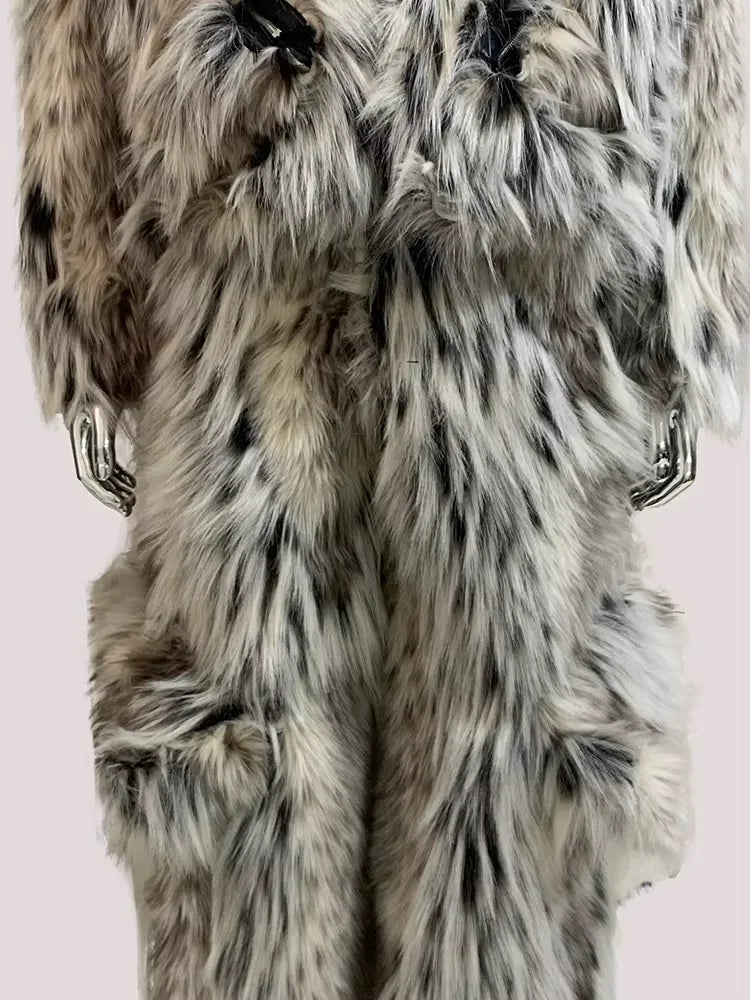 Mauroicardi Winter Long Colorful Thick Warm Hairy Fluffy Faux Fox Fur Wide Leg Pants Men Luxury Designer Emo Clothes Streetwear