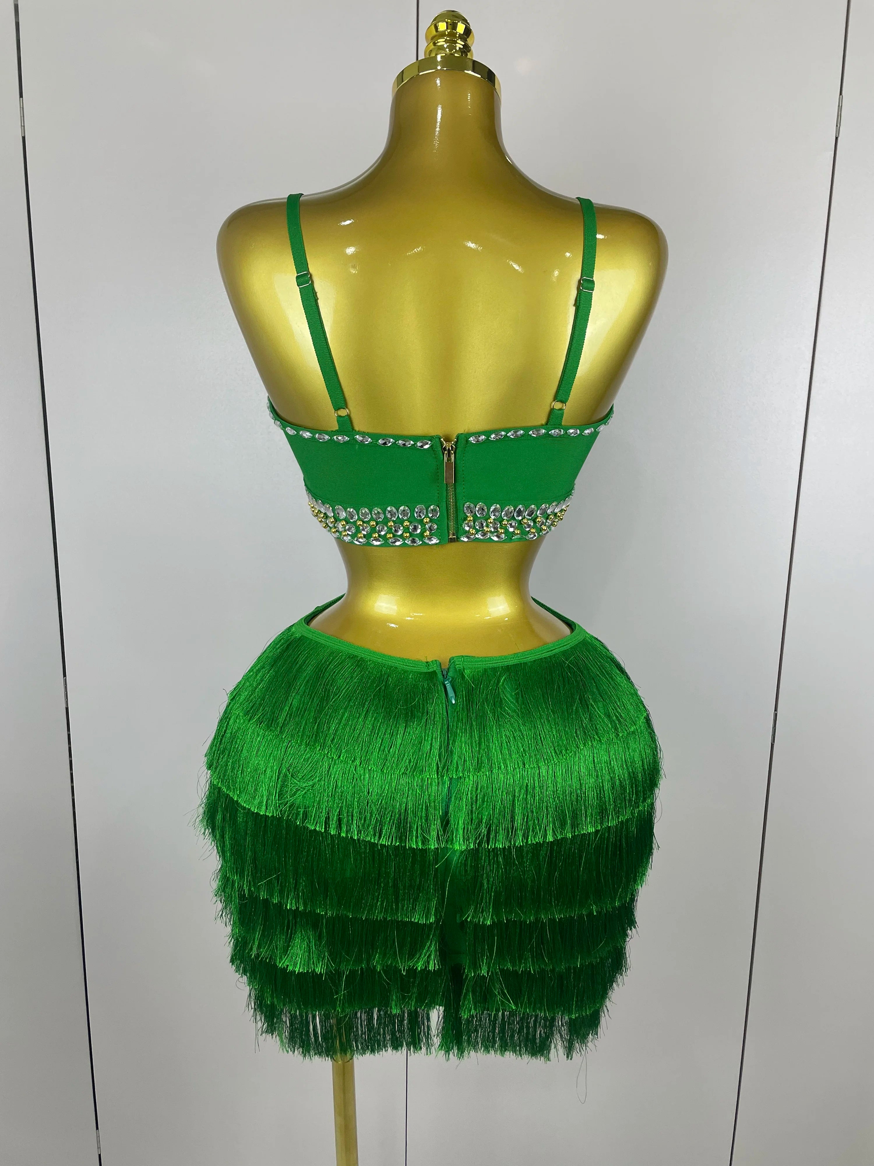 2025 Women Sexy Green Sling Backless Dress Bodycon Bandage Dress Celebrity Elegant Evening Club Luxury Birthday Party Dresses