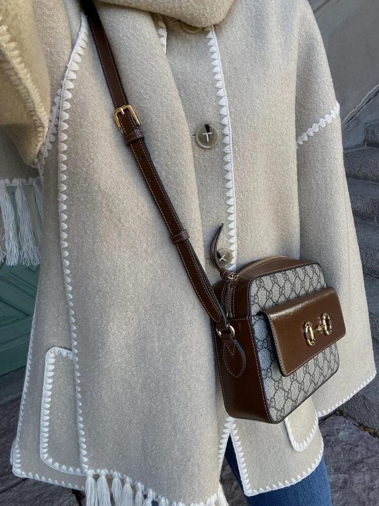 Woolen Jacket Women 2024 Autumn Winter Patchwork Tassel Coats Casual Fashion Long Sleeve Loose Top Warm Women's Suit Streetwear Grey