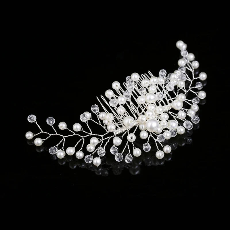 Crystal Pearl Wedding Hair Combs Hair Accessories for Bridal Hair Clips Pin Accessories Jewelry Handmade Women Head Ornaments