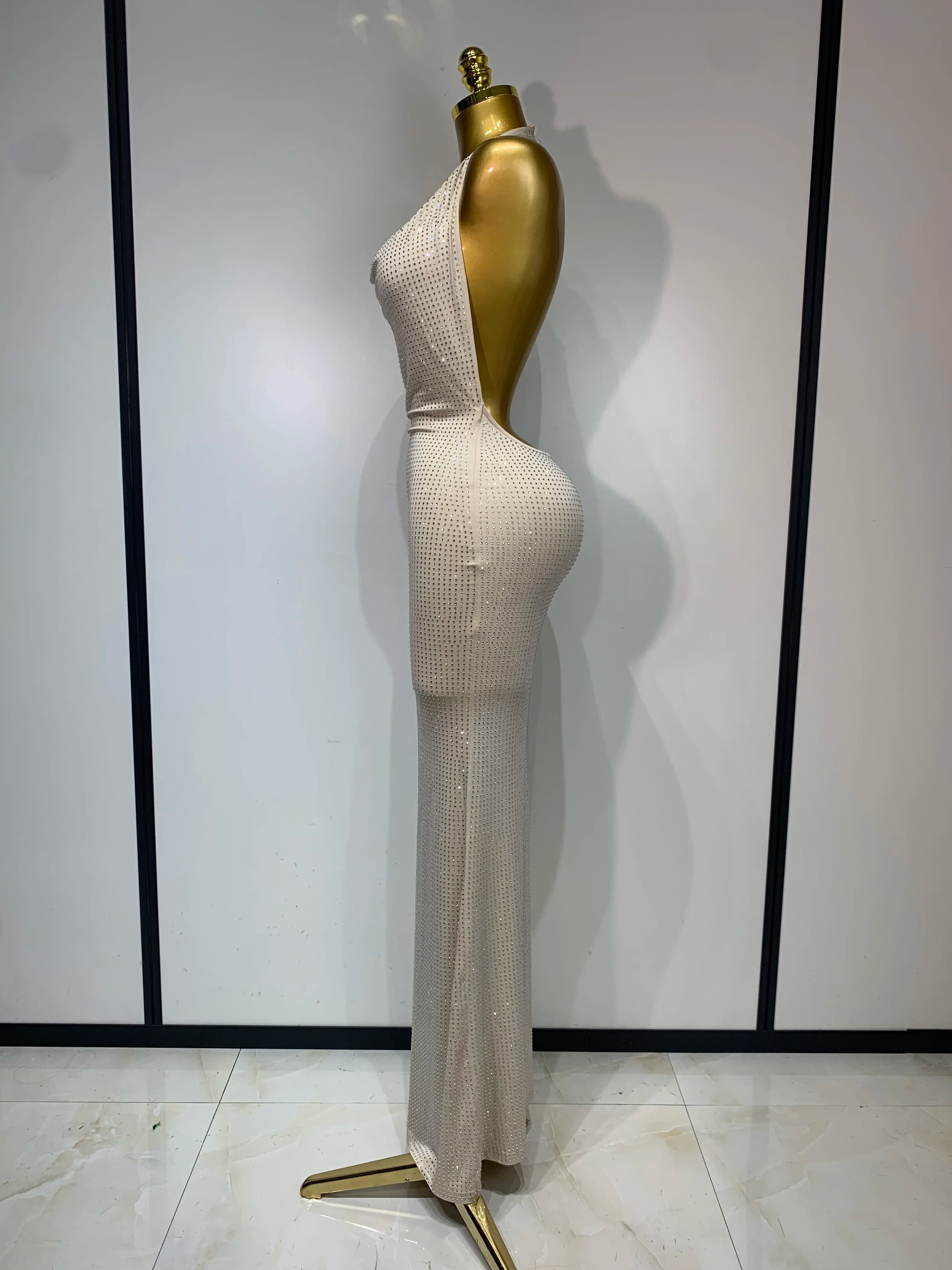 Sexy Backless Bodycon Dress Women Eegant Birthday Evening Party Dresses Luxury Formal Prom Dresses Sparkly Nightclub Vestidos