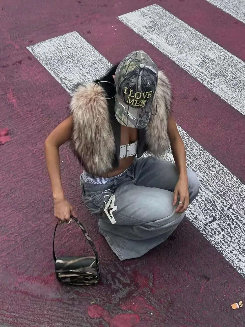 Solid Slimming Fashion Tank for Women V Neck Sleeveless Patchwork Fur Luxurious Top Female Autumn Retro Style New