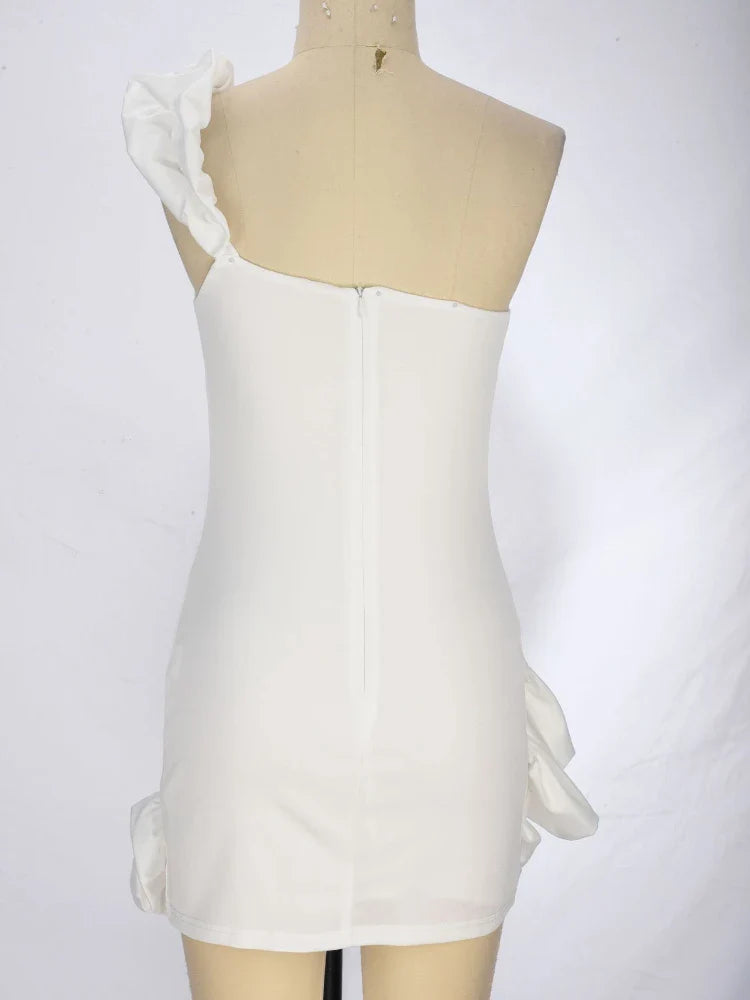 Elegant Party Evening Prom Dress Flower Patchwork Pleated Mini Dresses for Women 2023 Sleeveless Sexy Summer Dress Black White