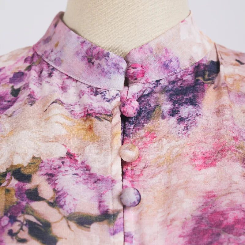 Real Shot Spot Niche Style Sleeve Single-Breasted Positioning Printing Women's Belt Pocket Short Skirt Large Swing Skirt