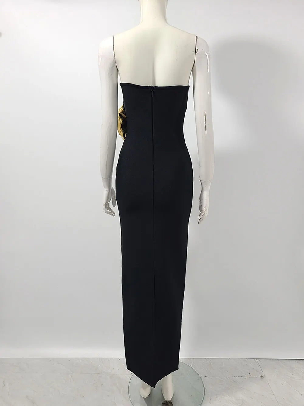 2025 Sexy Women's 3D Flower Decorative Bandage Dress Strapless Sleeveless Bodycon Off Back Long Dresses Evening Party Vestidos