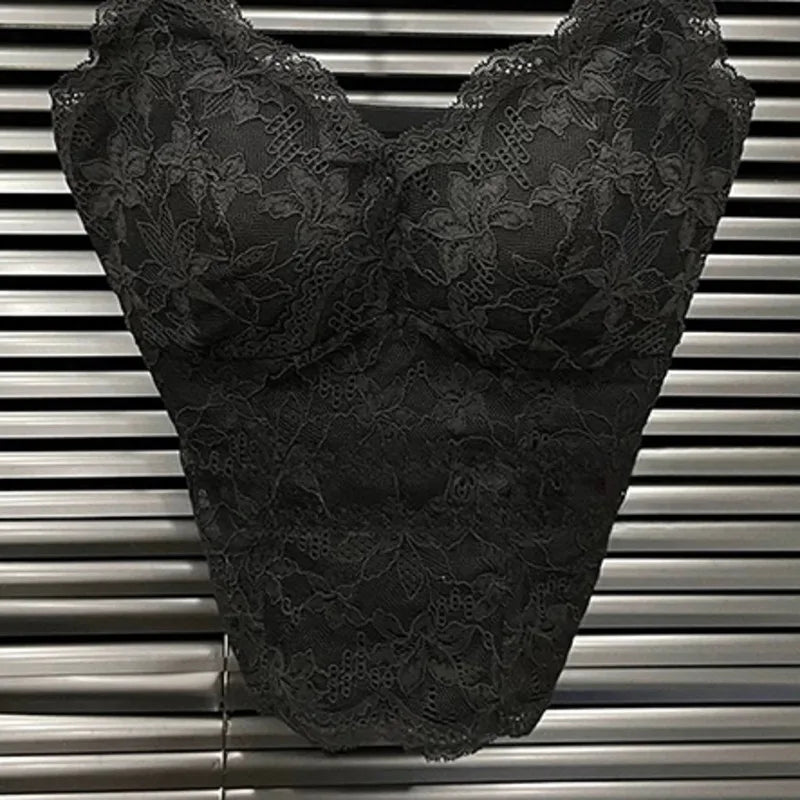 Autumn Winter New Fashion Lace Padded Integrated Camisole For Women Slim Fit Backless Inner Layer Base Vest 11A07887