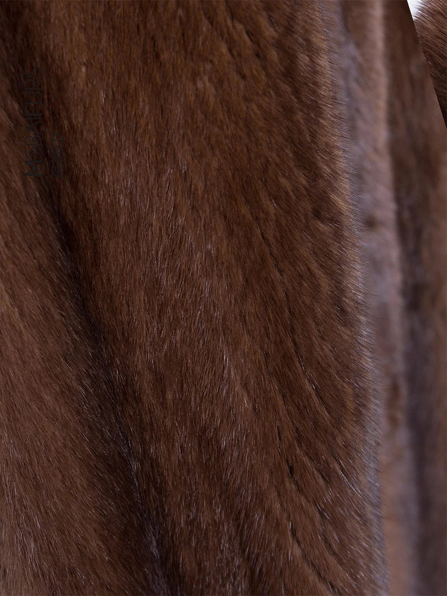 Lautaro Winter Long Luxury Elegant Stylish Thick Warm Fluffy Soft Brown Faux Mink Fur Coat Women Puff Sleeve Stand Collar 2025