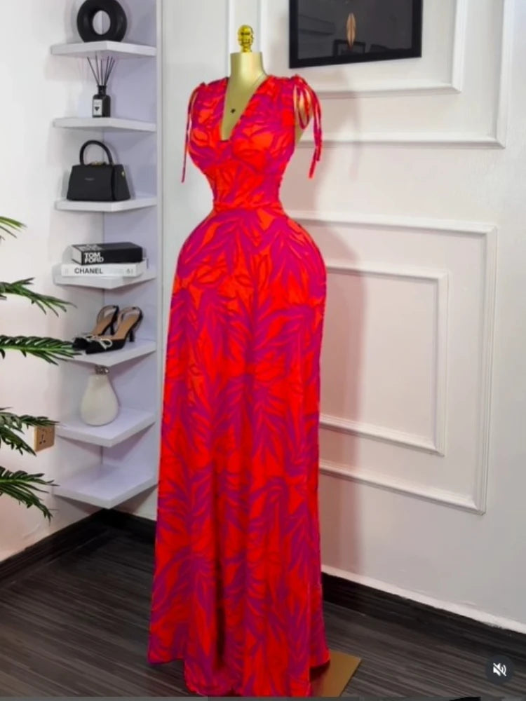 Women Tie Dye Printed Sleeveless Big Swing Maxi Long Dress 2025 Summer Holiday Birthday Sexy Club Party Evening Dresses Blue