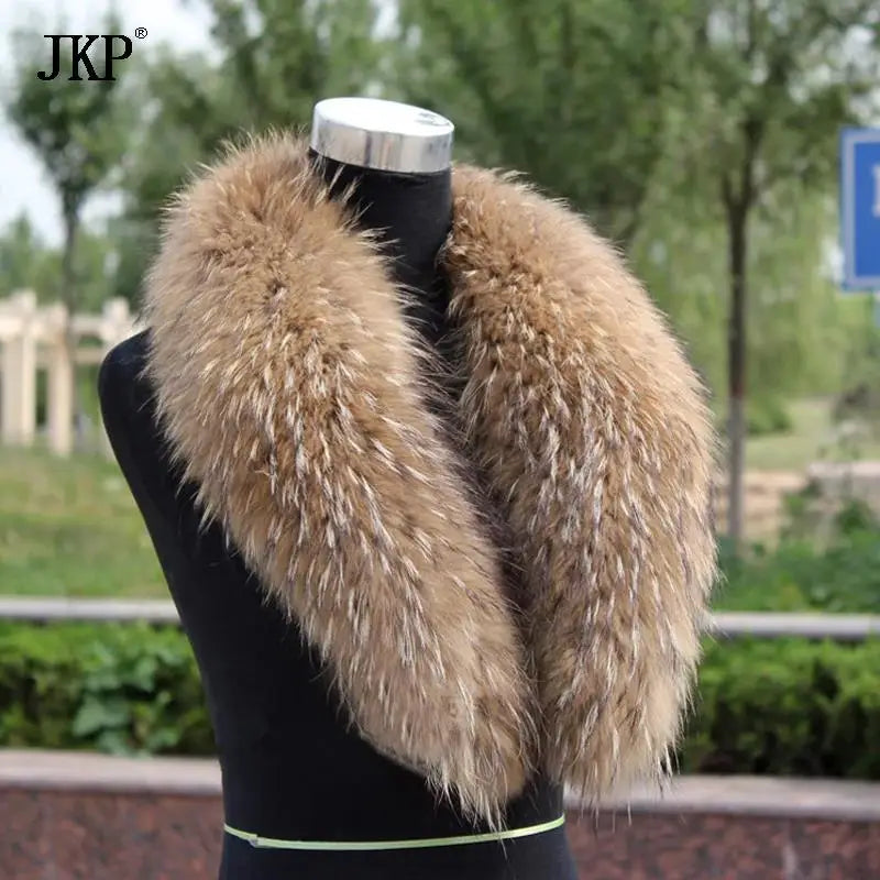 Natural Fur Collar Real raccoon fur fox collar natural scarf Genuine Big Raccoon Jacket Fur scarf warp shawl winter neck warmer