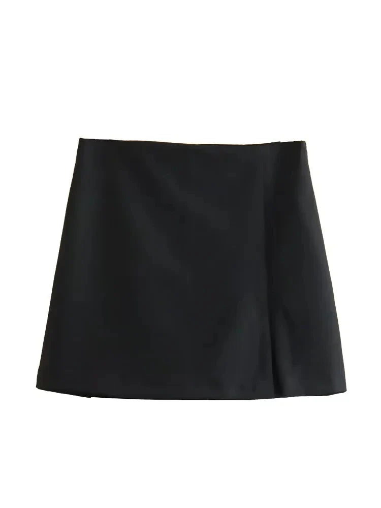 TRAF 2023 summer women's skirt shorts fashion retro high waist zipper side Y2K skirt women's fashion straight skirt shorts A