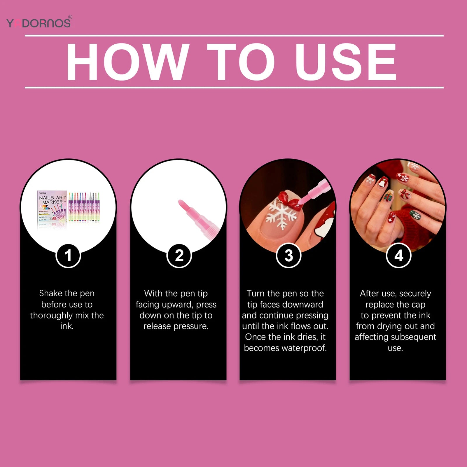 12Pcs Nail Art Pen Waterproof and Quick Drying Artistic Graffiti DIY Beauty Nail Tools Nail Art Graffiti Pen for Christmas Party