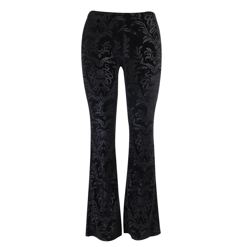 Y2K Gothic Black Lace Mesh Flared Pants Sexy Harajuku Aesthetic See Through Long Trousers Vintage Women Summer Pants Streetwear 22404