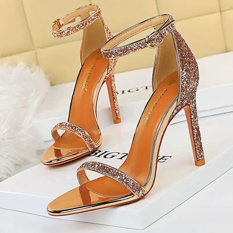 Shoes Summer Women Sandals Suede Hollow High Heels Stiletto Fashion Sandles Women Heels Ladies Shoes Women's Sandals 829-3-champagne10cm