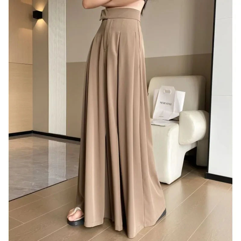 Wide Leg Pants Women Elegant Hight Waist Korean Suit Sweatpants Streetwear Loose Casual Female Draped Full Length Trousers