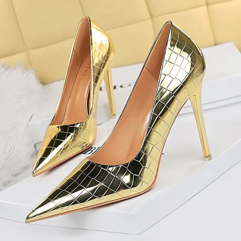 Shoes Woman Pumps Patent Leather High Heels Shoes Women Basic Pump Wedding Shoes Female Stiletto Women Heel Plus Size 43